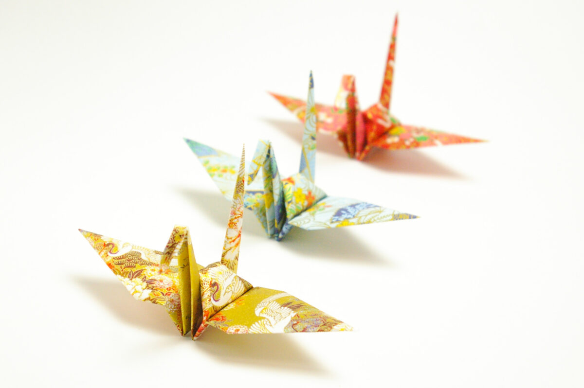 Folding paper crane